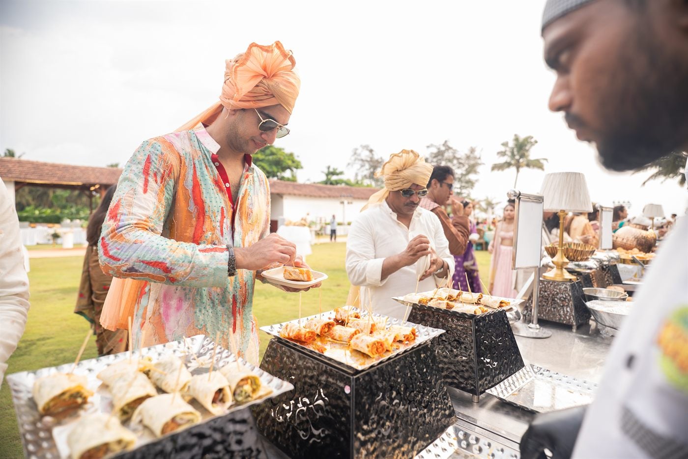 Guests served jackfruit rolls at a Wakao Khao live counter